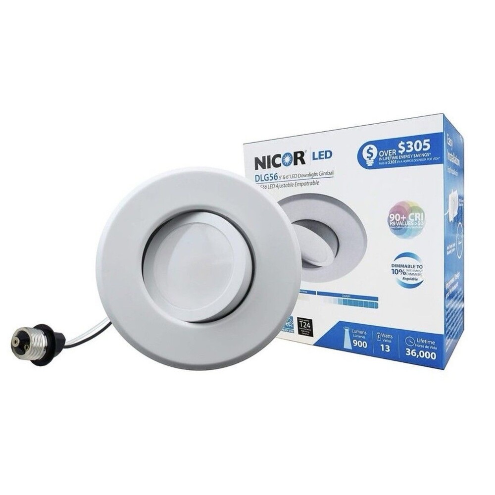 Lighting 5/6 inch LED Gimbal Downlight Retrofit Kit, 4000K White (DLG56-10-12...